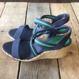 Chaps Dacey Espadrille Crisscross Strappy Wedges